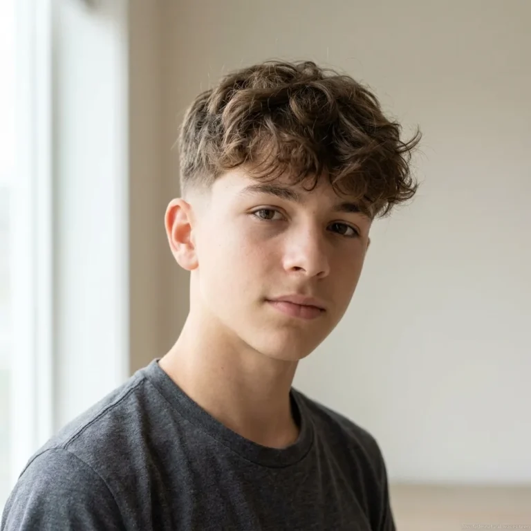 Low fade with natural waves haircut for teen boys with wavy hair