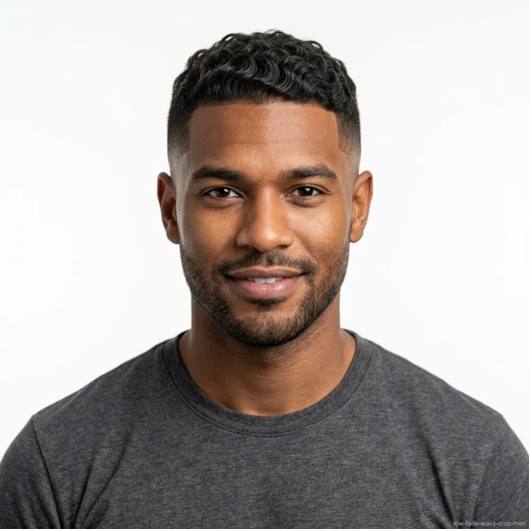 man with wavy textured crop and low fade haircut