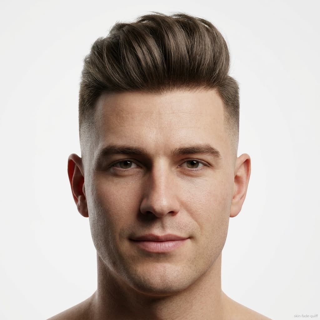 Skin Fade with Quiff haircut for straight hair