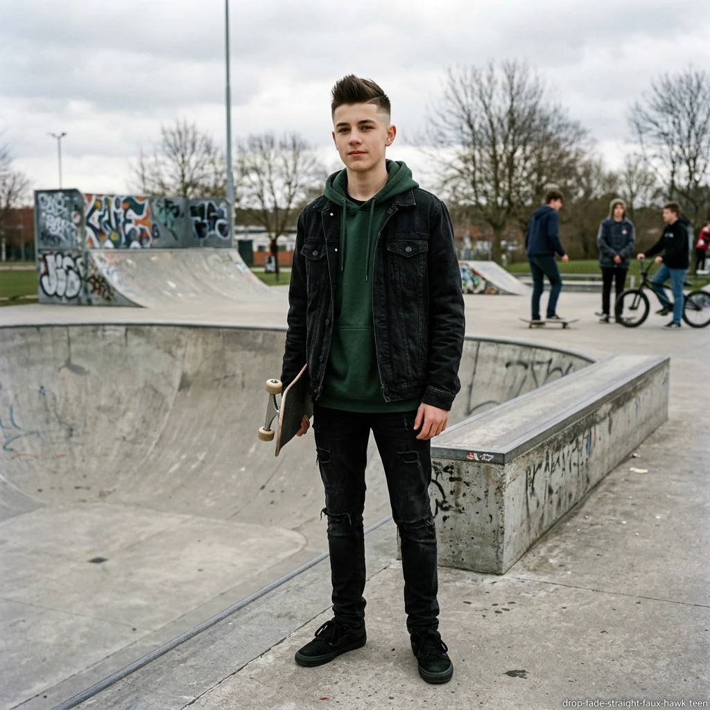 drop fade with faux hawk for teen boys with straight hair