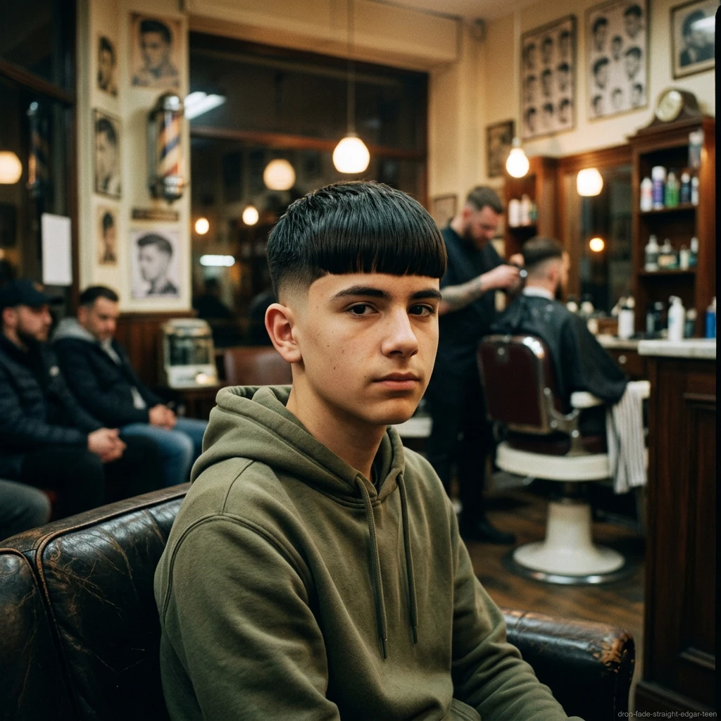 drop fade with side part for teen boys with straight hair