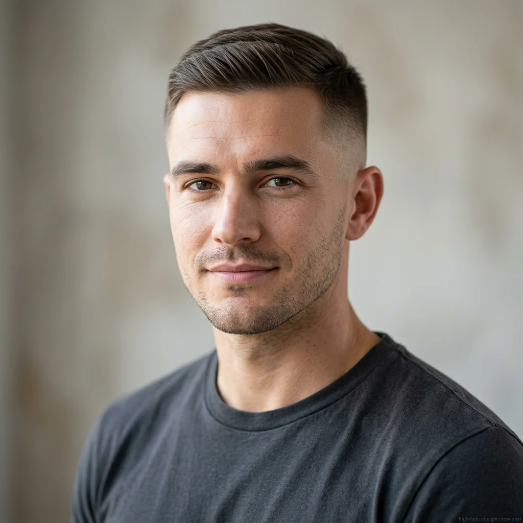 Man with straight hair slick back and high fade haircut