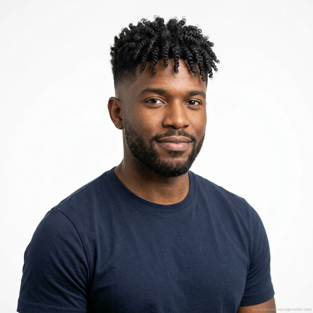 man with sponge twists and mid fade haircut
