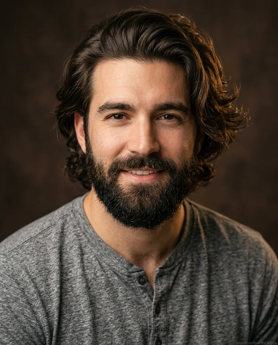 Bro flow with full beard on thick hair