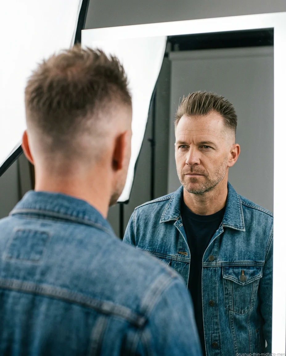Brush Up Mid Fade on thin hair
