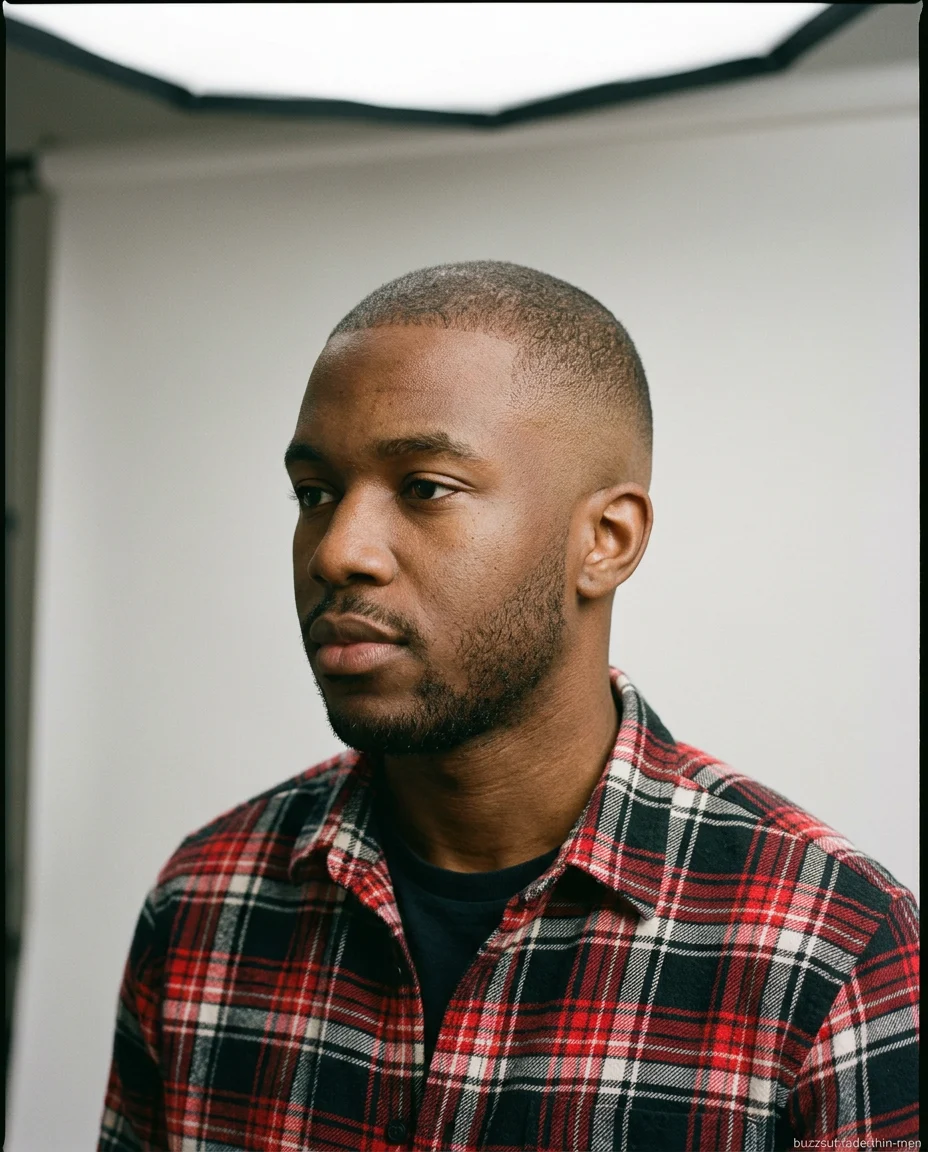 Medium Fade Buzz Cut on thin hair