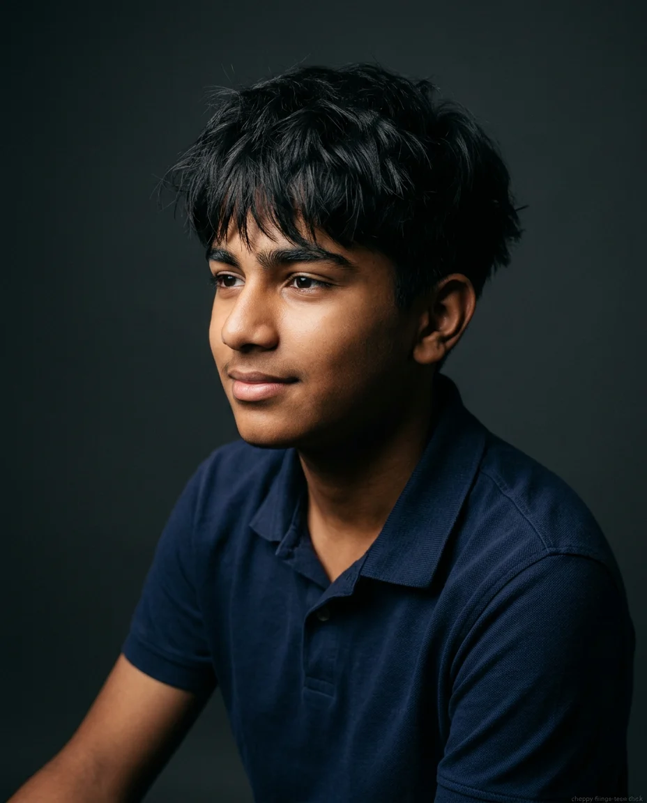 Choppy Medium Fringe for teen boy with thick hair