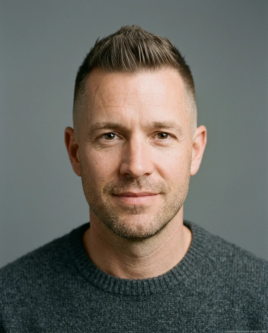 Classic Short Faux Hawk for men over 40 with straight hair