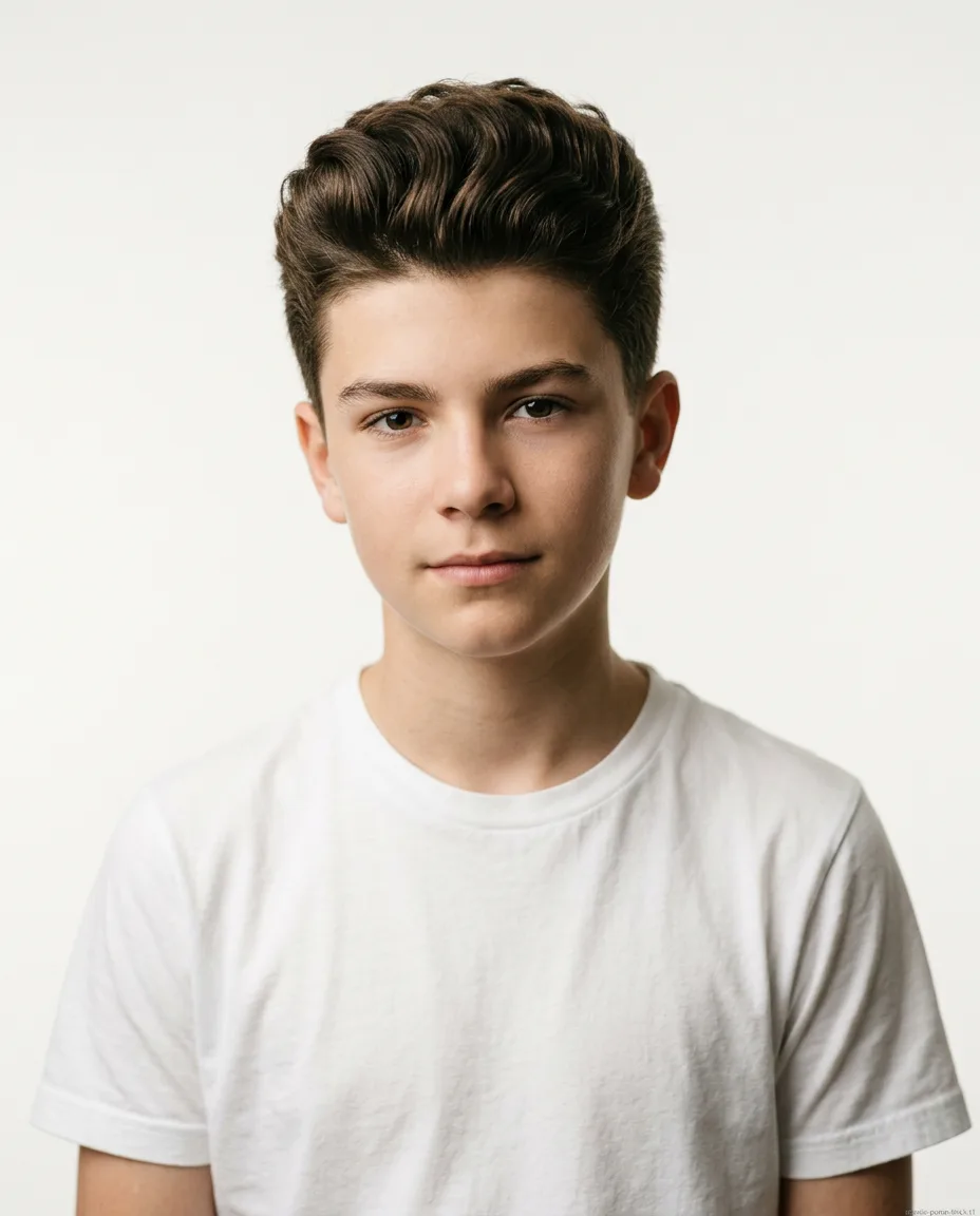 Classic long pompadour on thick teen hair