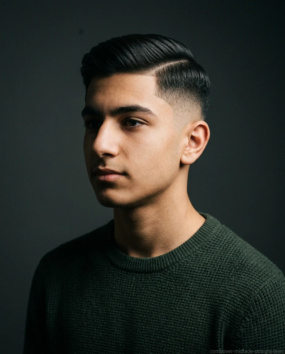 Short Comb Over with Mid Fade