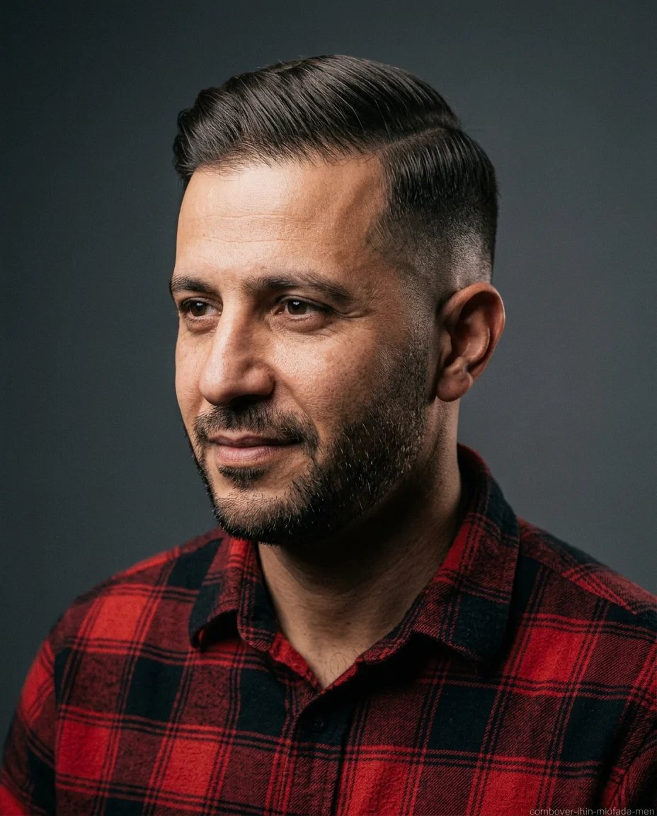 Comb Over Mid Fade on thin hair