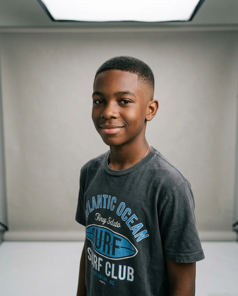 Mid Fade Crew Cut haircut for teen boy with thin hair