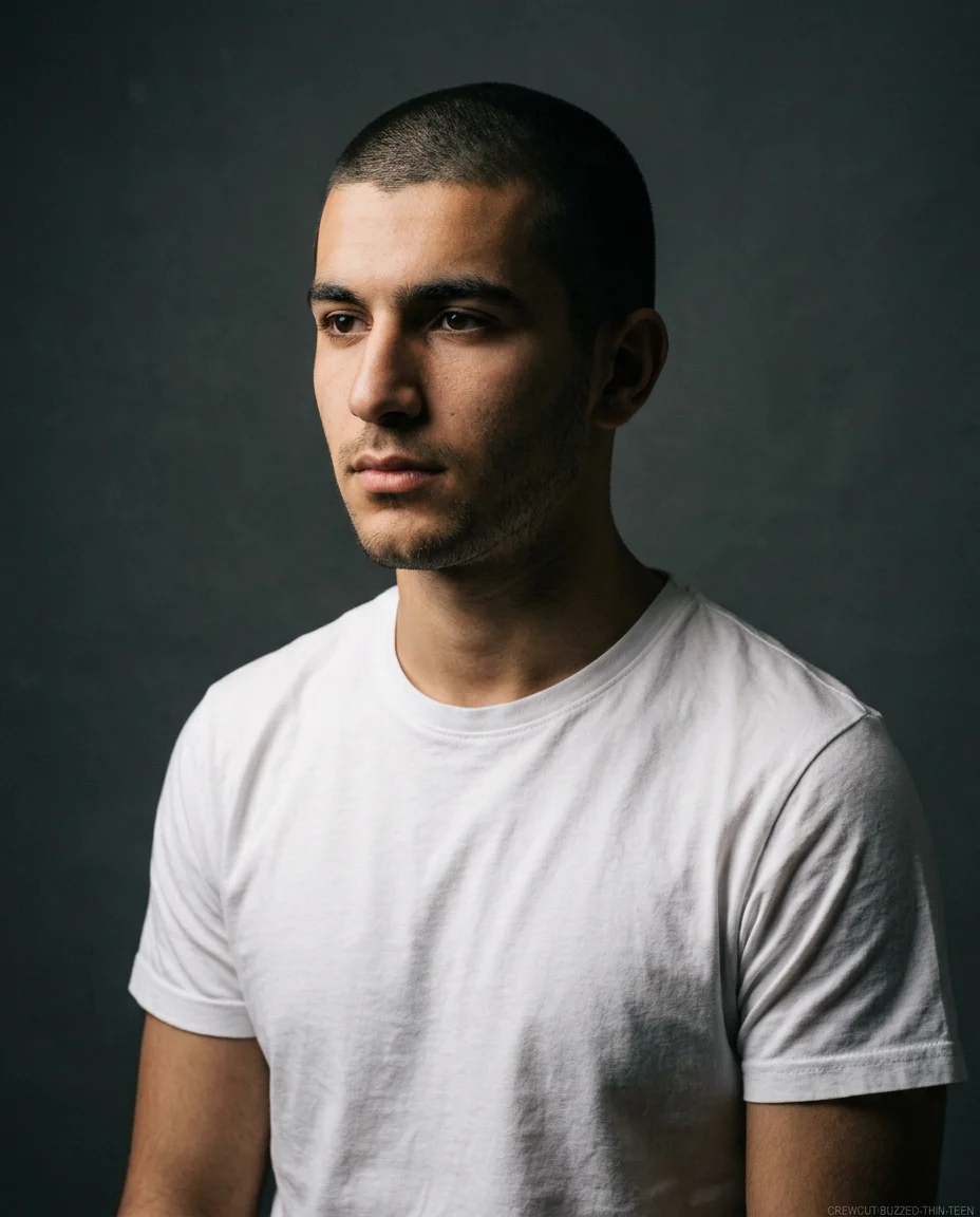 Buzzed Crew Cut for teen boys with thin hair