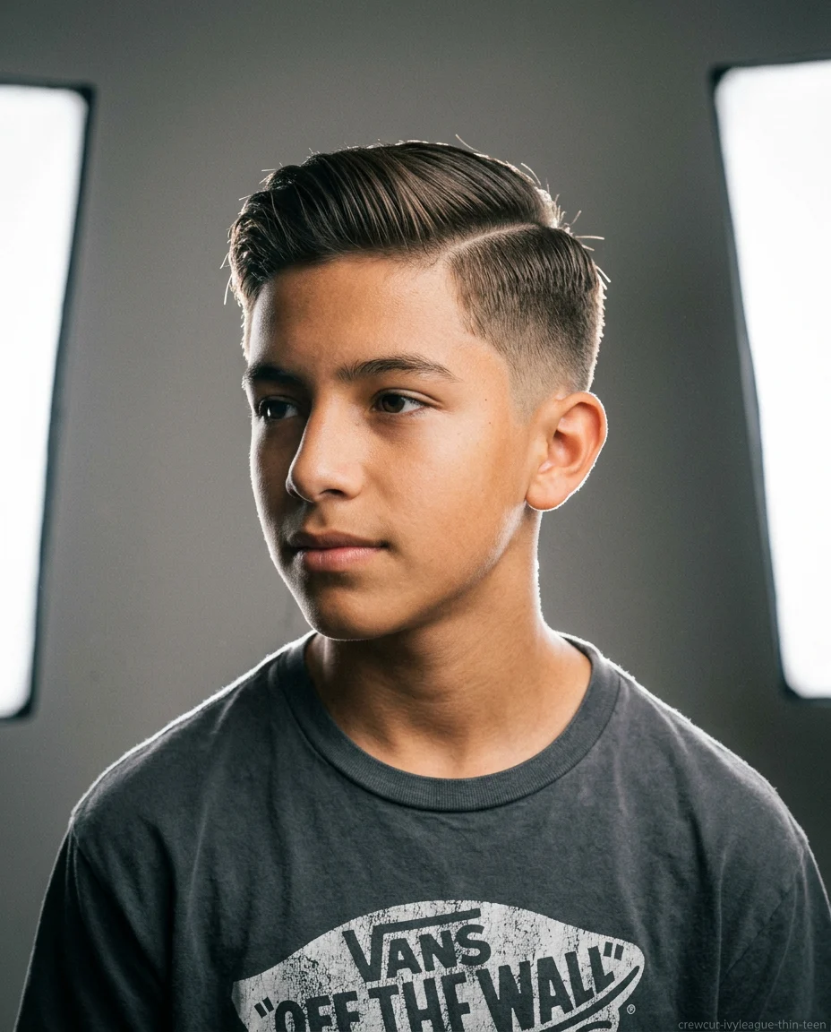 Ivy League Crew Cut for teen boys with thin hair