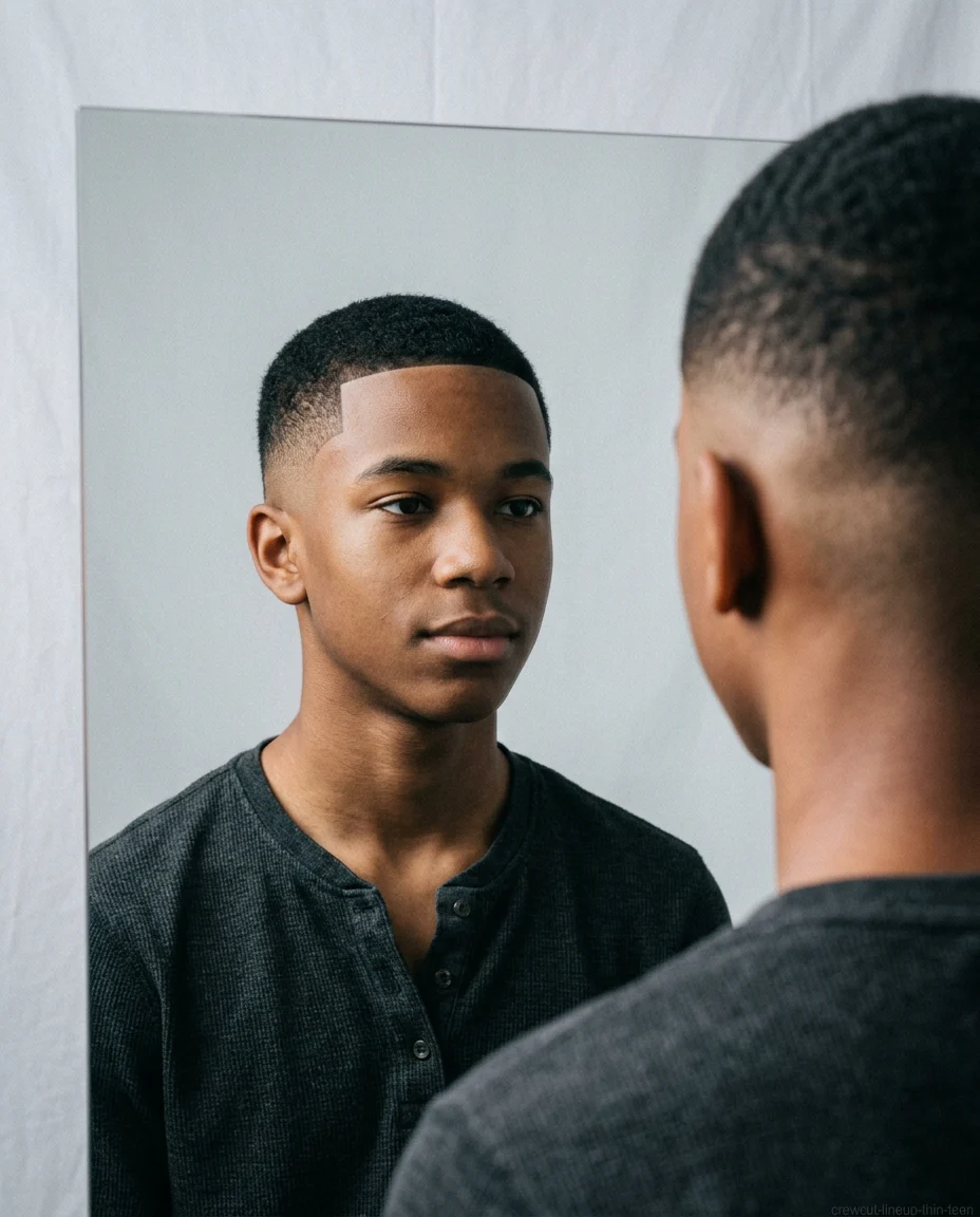 Crew Cut with Line Up for teen boys with thin hair