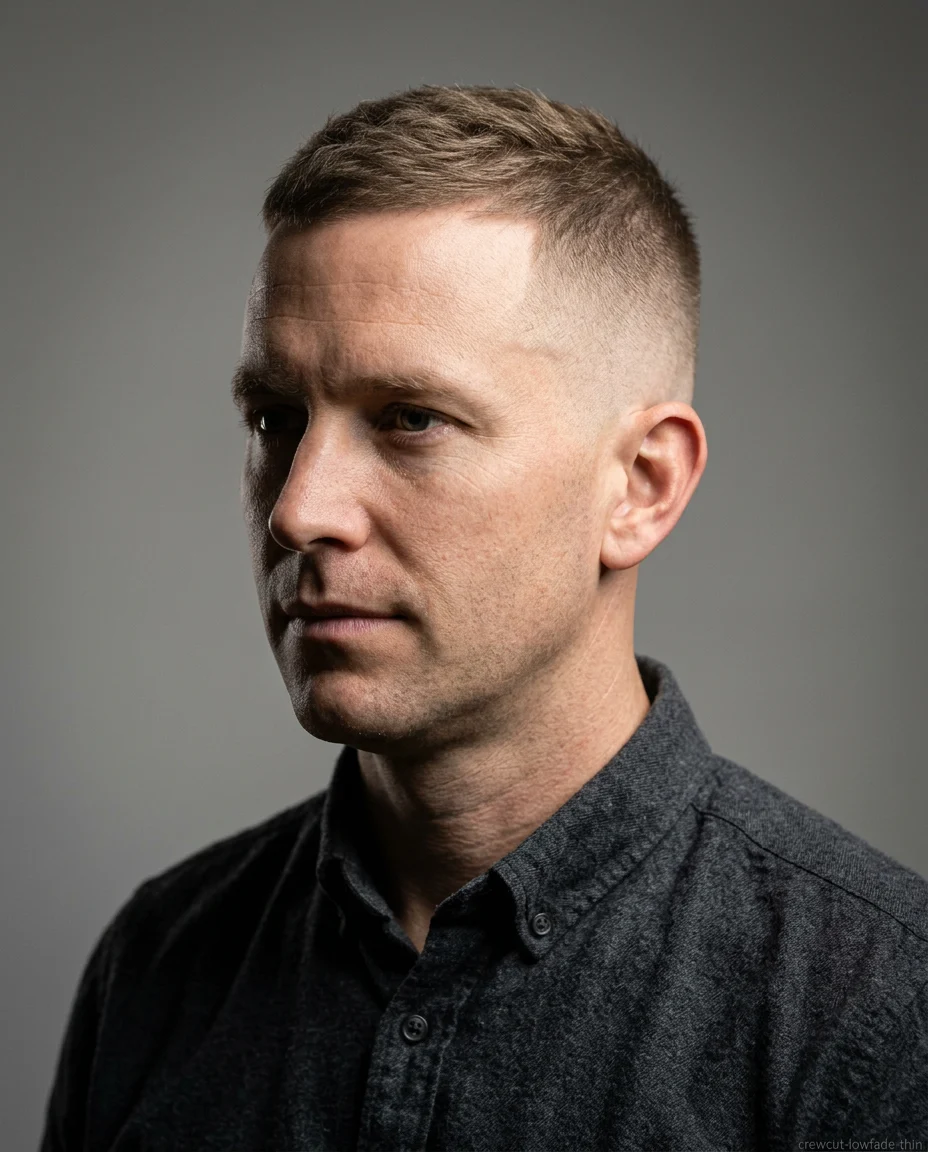 Low fade crew cut for thin hair