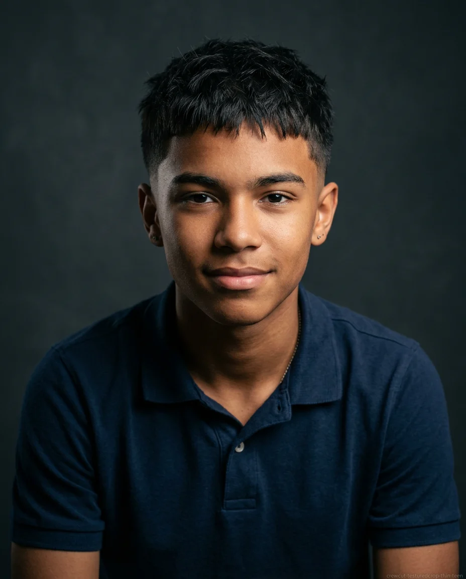 Textured Crop Crew Cut for teen boys with thin hair