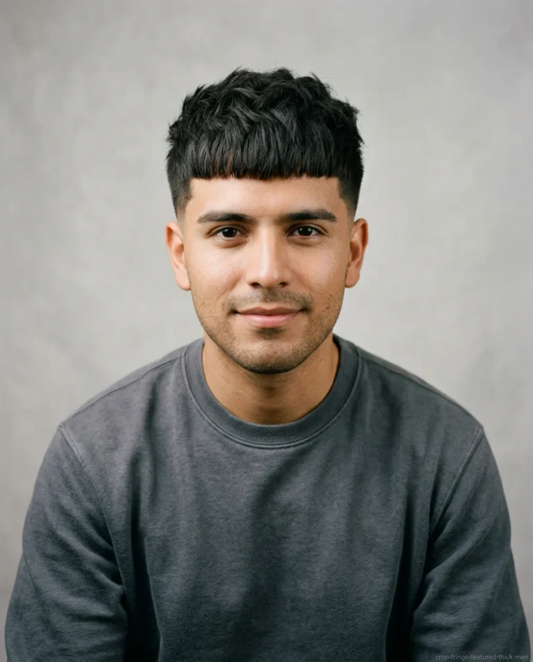 Textured Crop Fringe haircut for men with thick hair