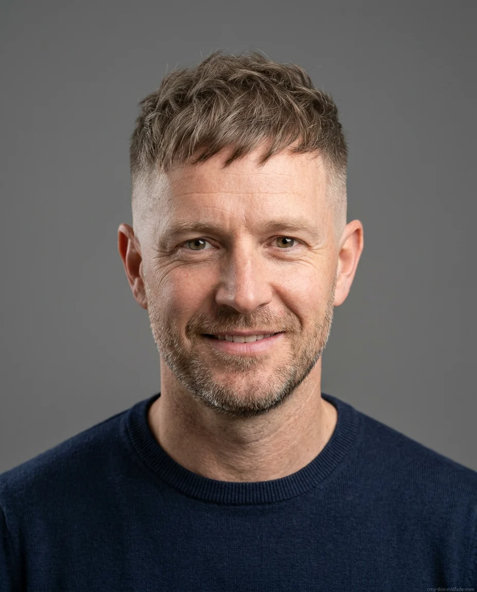Textured Crop Mid Fade on thin hair