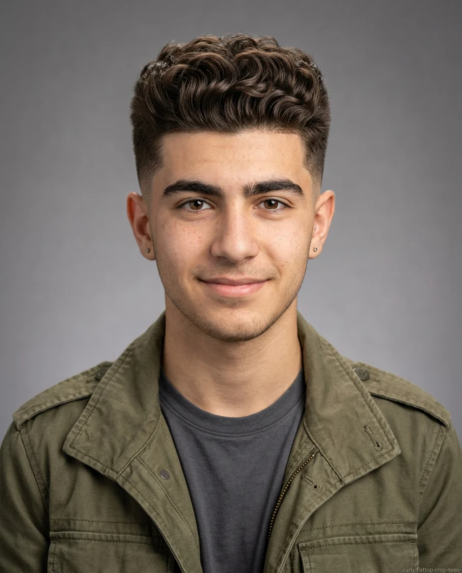 Curly-Wavy Flat Top Crop