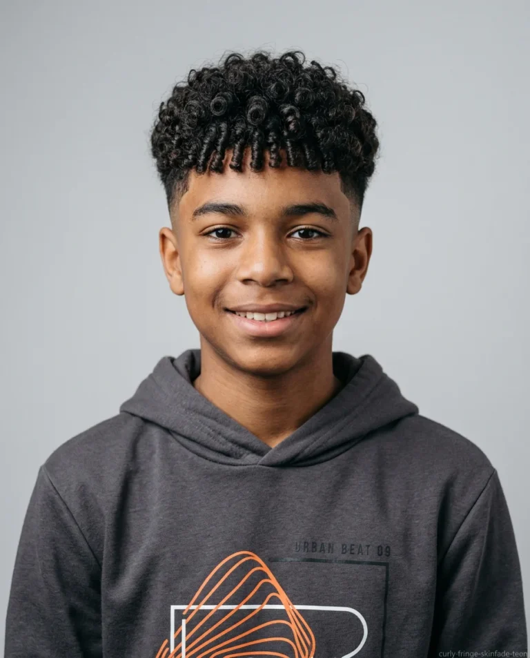Curly Fringe with Skin Fade