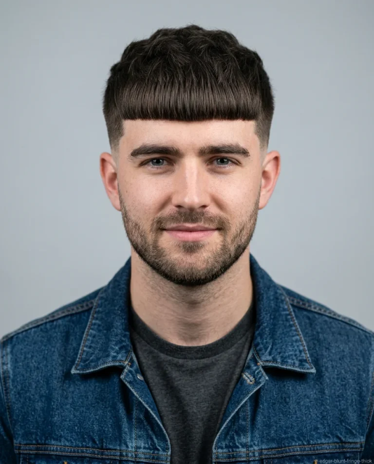 Medium Edgar Haircut with Blunt Fringe