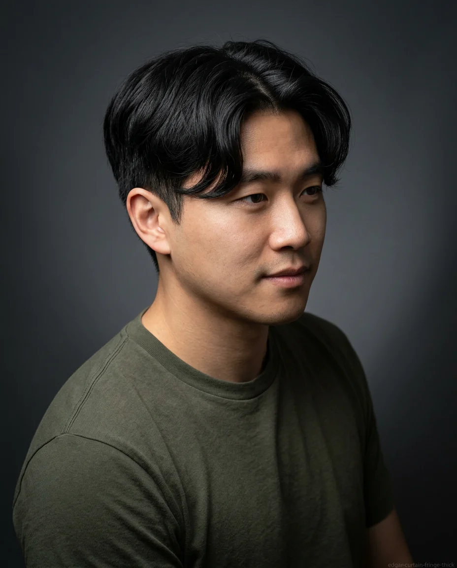 Medium Edgar Haircut with Curtain Fringe