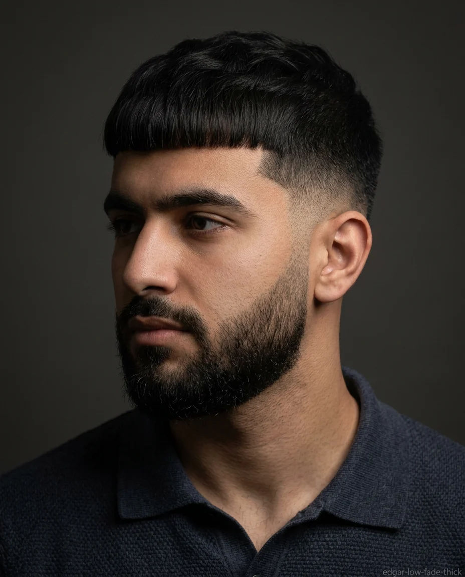 Medium Edgar Haircut with Low Fade