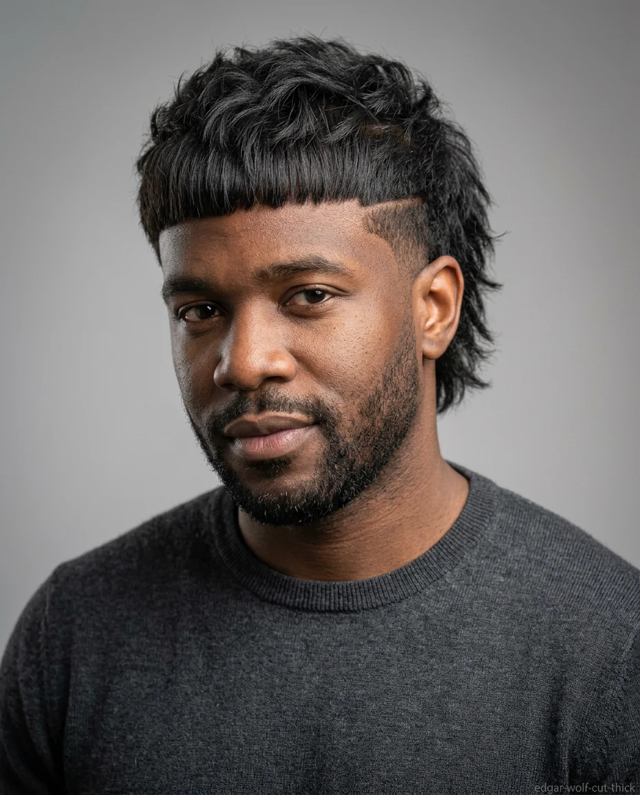 Medium Edgar Haircut with Wolf Cut Influence