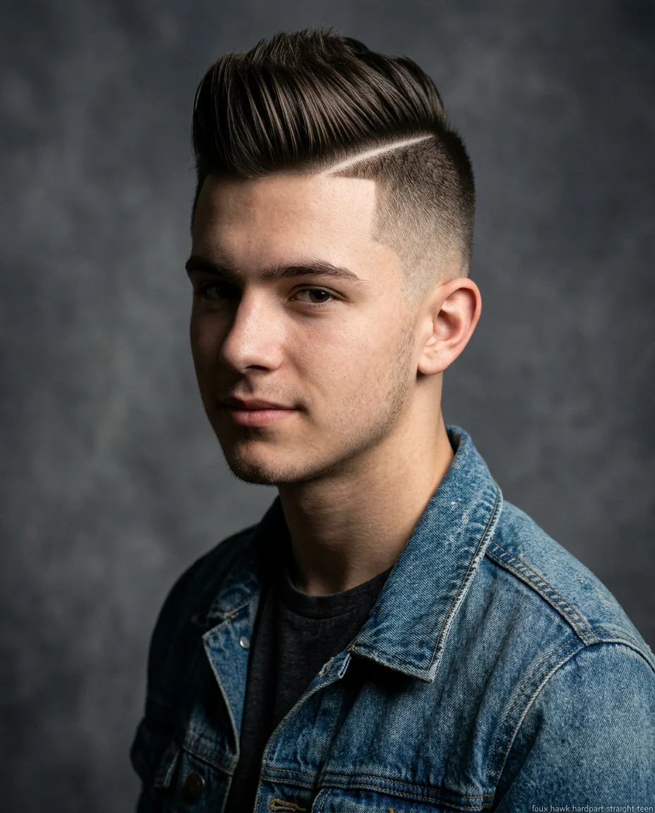 Faux Hawk with Hard Part on straight hair