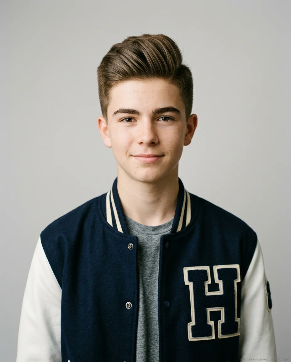 Side-Swept Faux Hawk on teen boy with straight hair