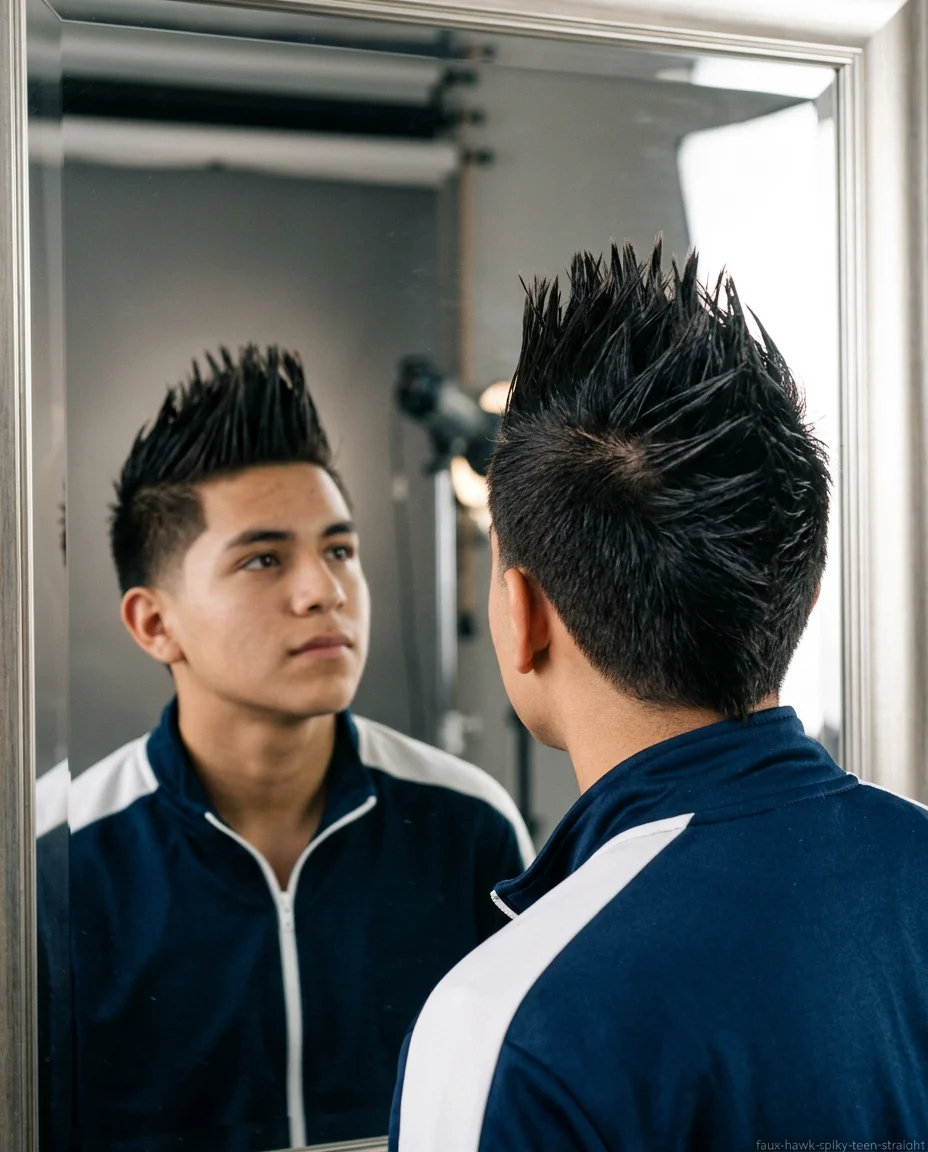 Spiky Faux Hawk on teen boy with straight hair