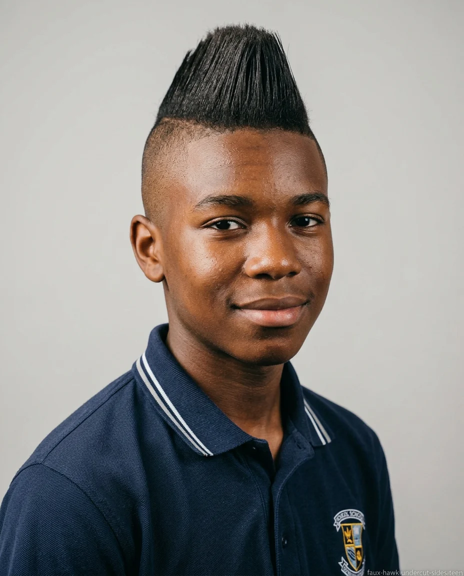 Faux Hawk with Undercut Sides on teen boy with straight hair