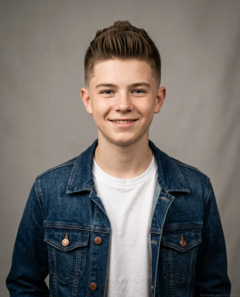 Classic Short Faux Hawk on thick straight hair for teen boys