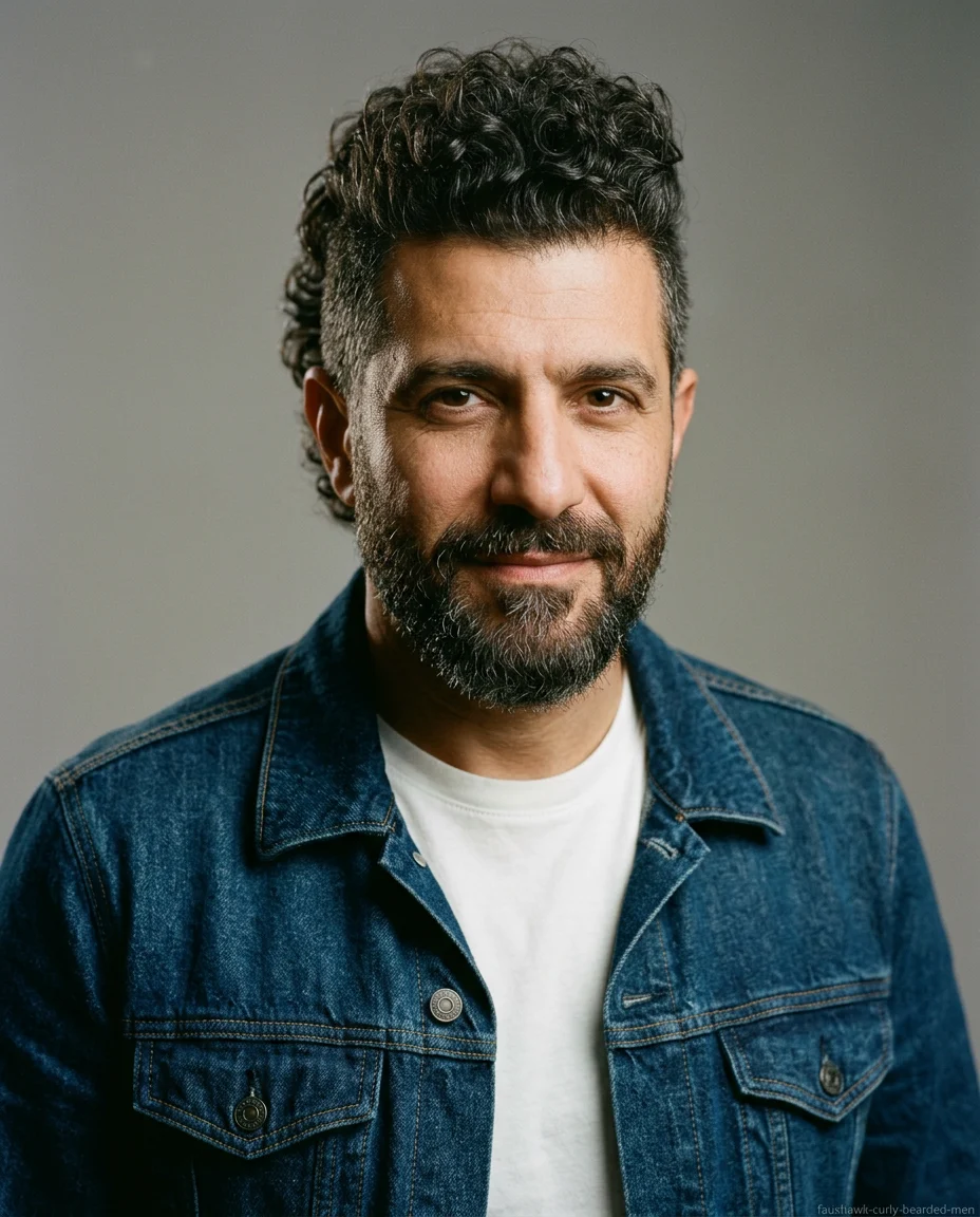 Bearded Faux Hawk on curly hair