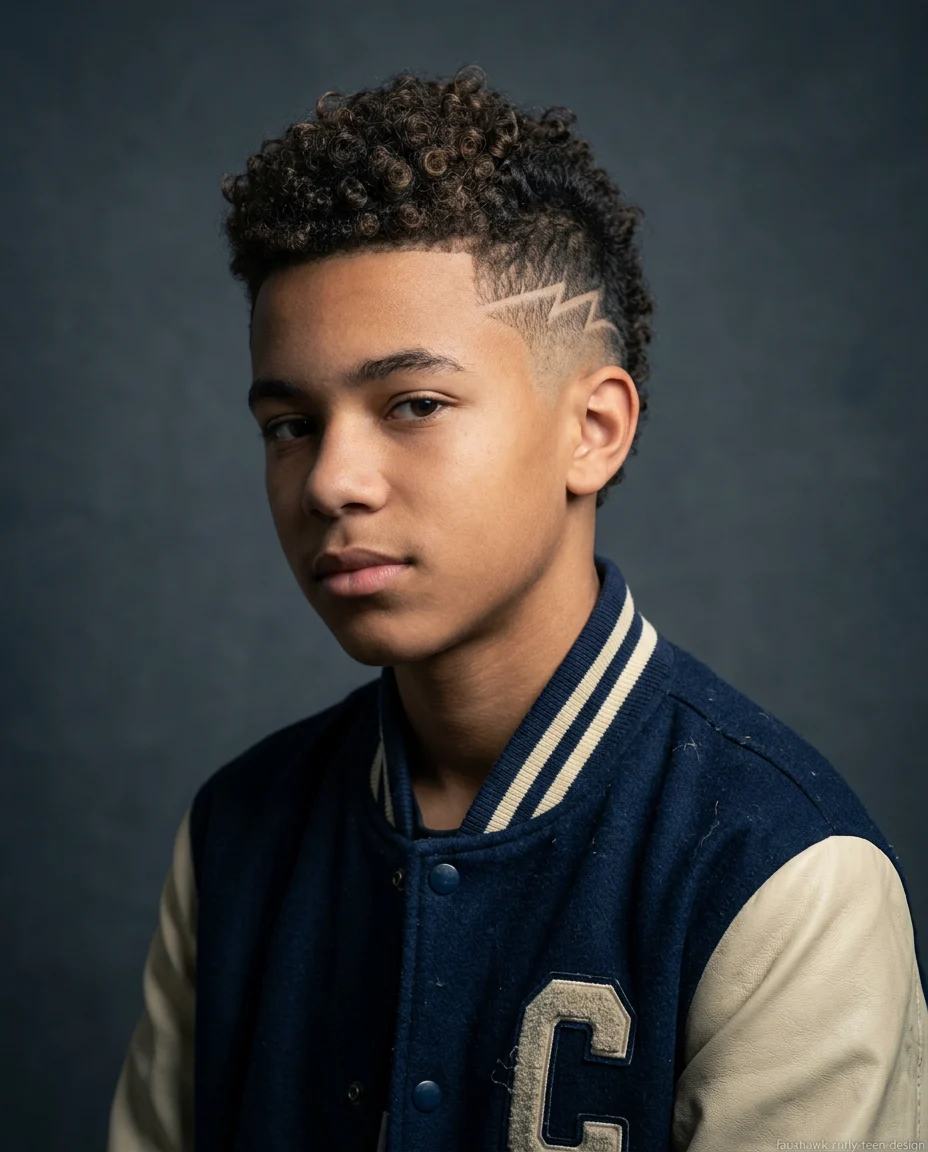 Short Faux Hawk with Shaved Design
