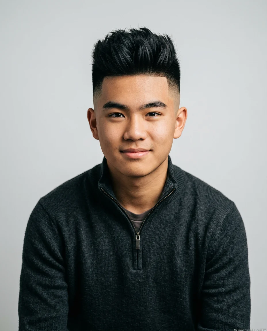 Medium Faux Hawk with High Fade for Teen Boys With Thick Hair