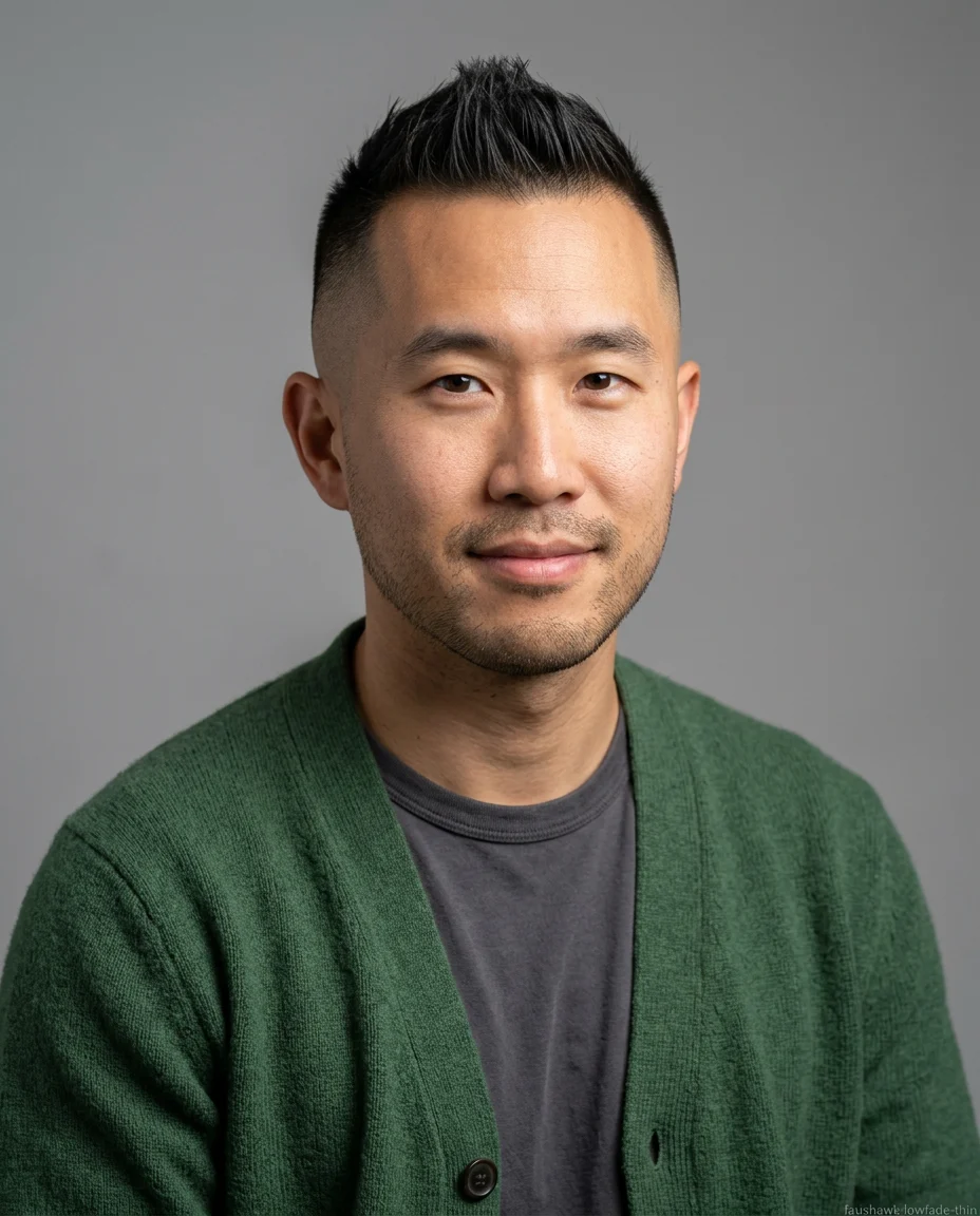 Low fade faux hawk for thin hair