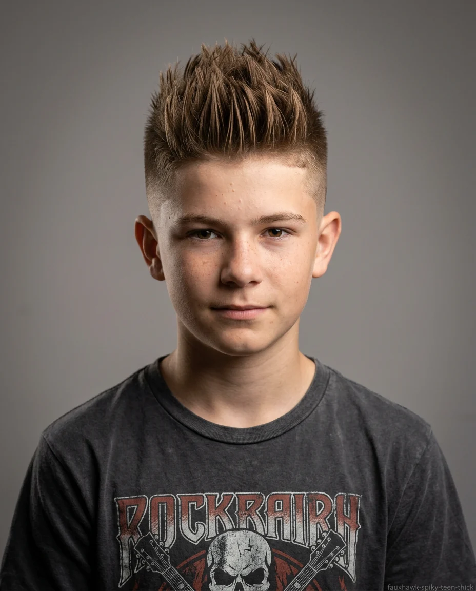 Spiky Medium Faux Hawk for Teen Boys With Thick Hair