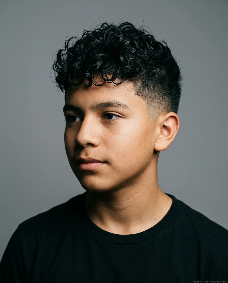 Textured Taper Faux Hawk on curly hair