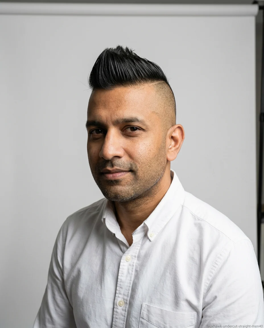 Medium Faux Hawk with Undercut on a man over 40