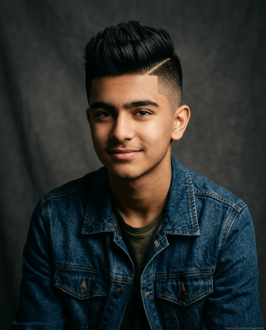 Medium Faux Hawk with Undercut Sides for Teen Boys With Thick Hair