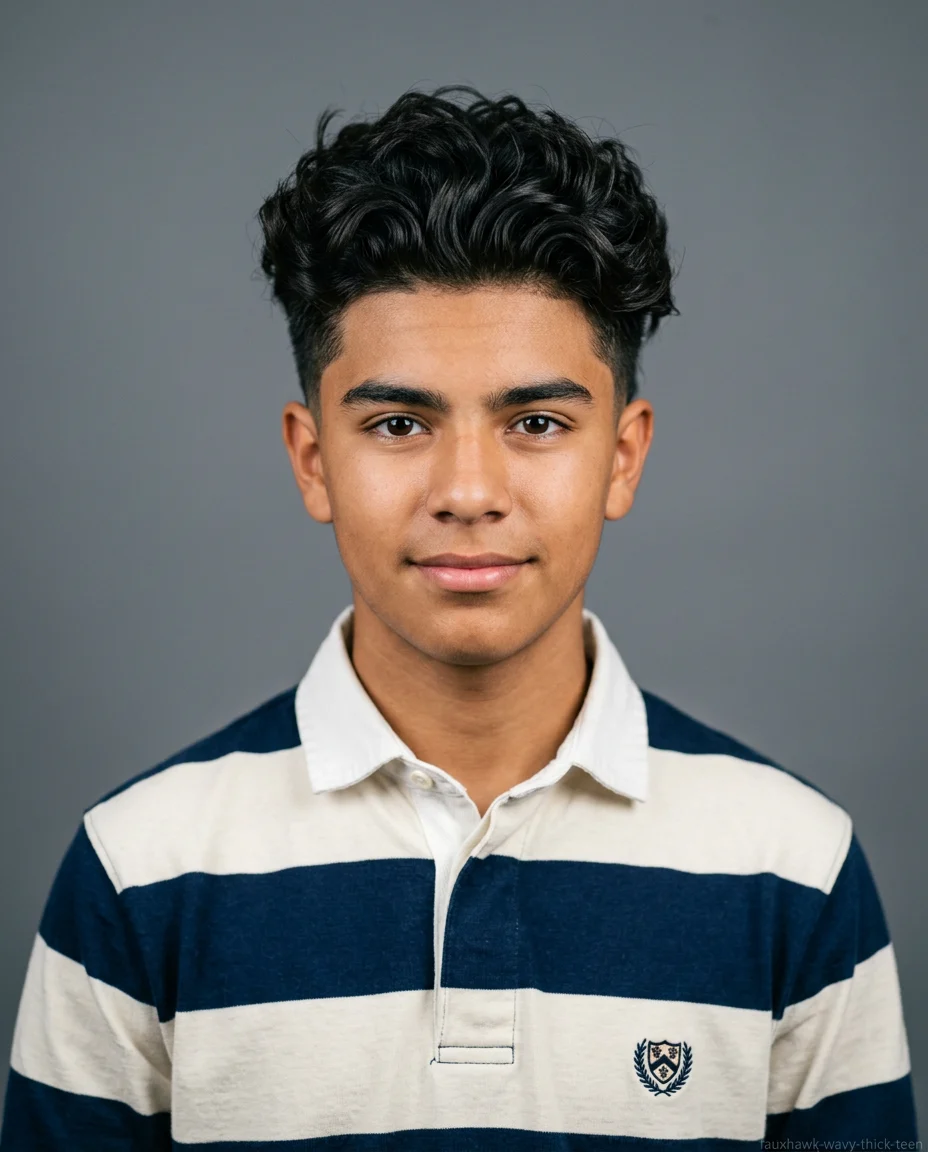 Wavy Faux Hawk on thick wavy hair for teen boys