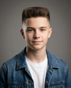 Classic flat top haircut for teen boy with straight hair