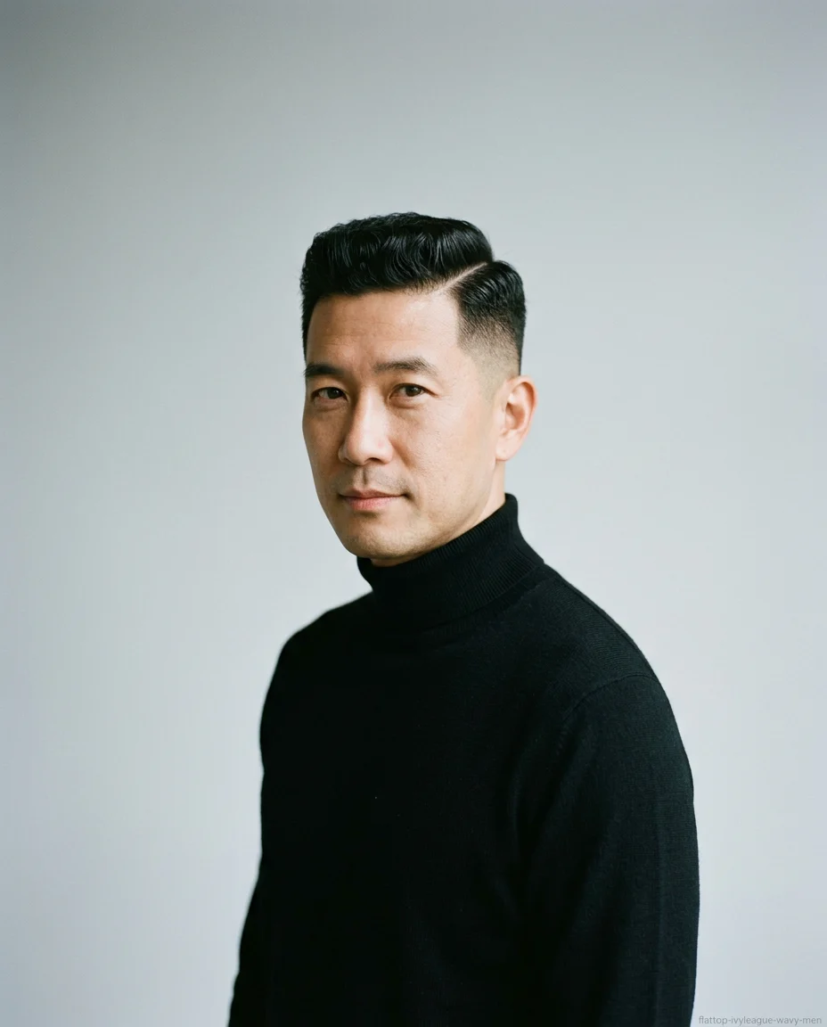 Ivy League Flat Top on wavy hair