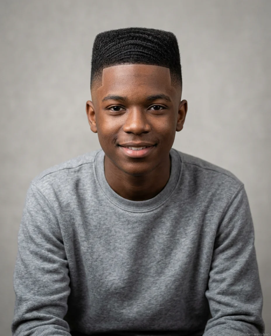Modern Flat Top Fade with Wavy Top