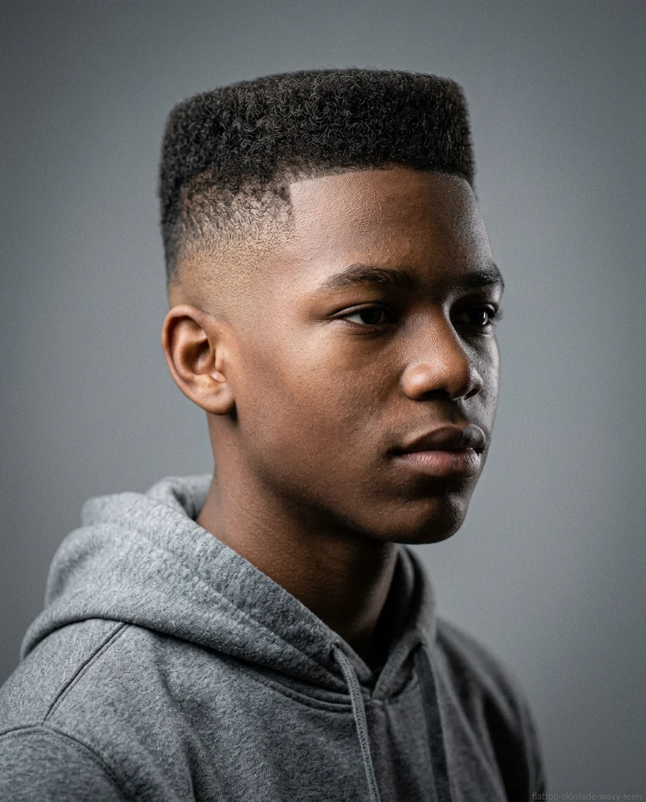 Short Flat Top with Skin Fade