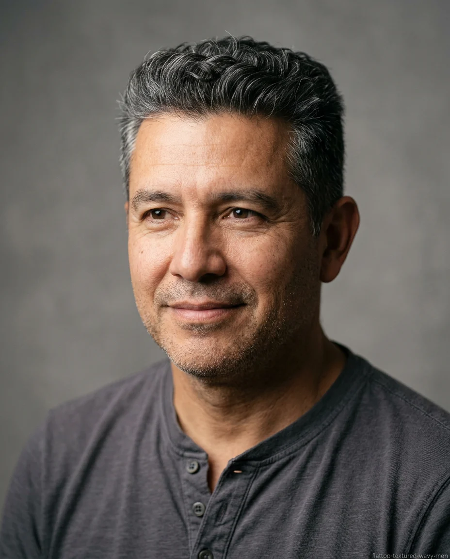 Textured Flat Top on wavy hair