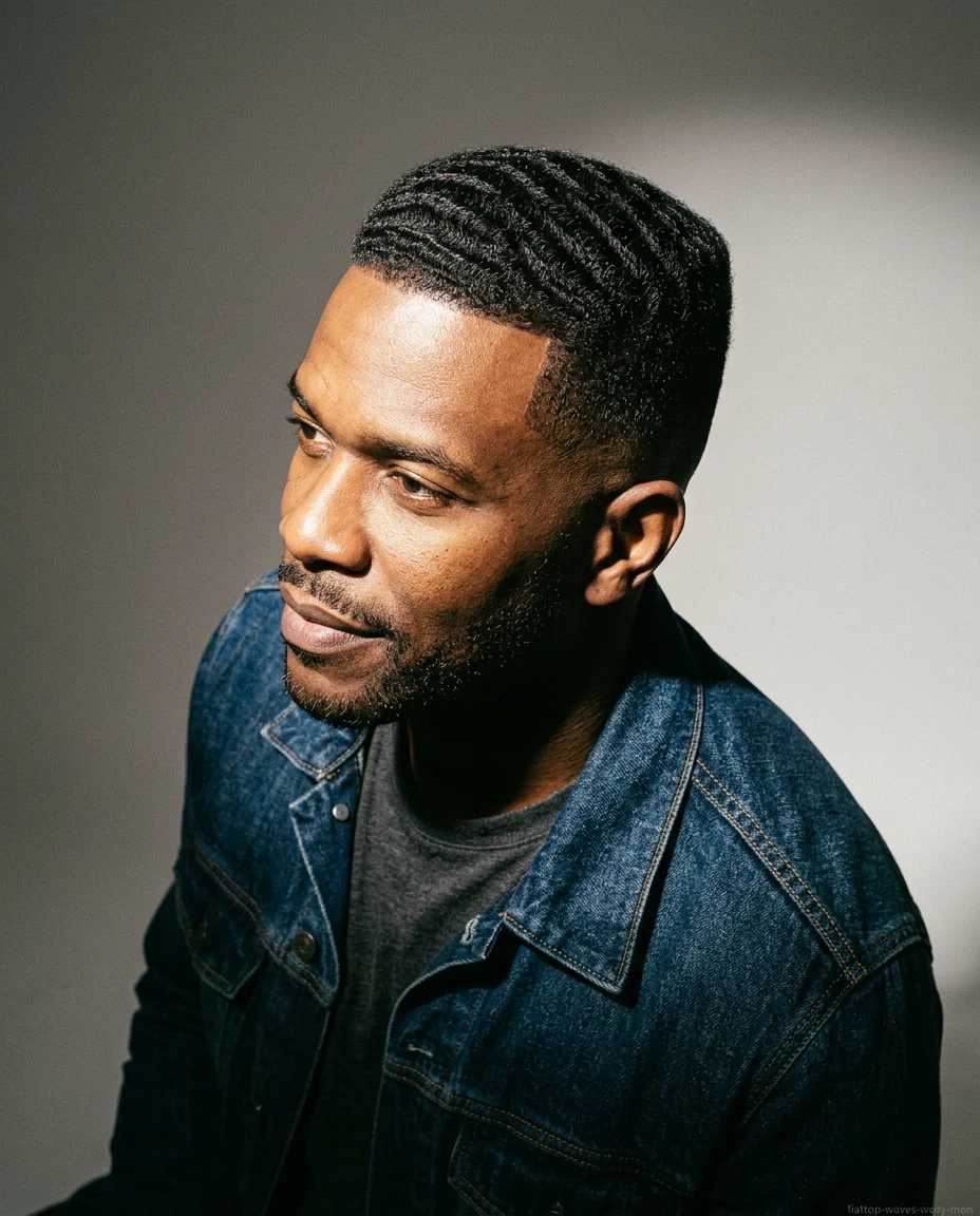 Flat Top with Waves on wavy hair