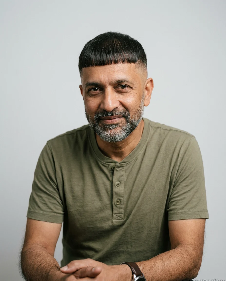 French Crop Mid Fade on thin hair